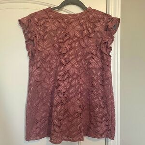 LOFT Lace Cap Sleeve Top Medium